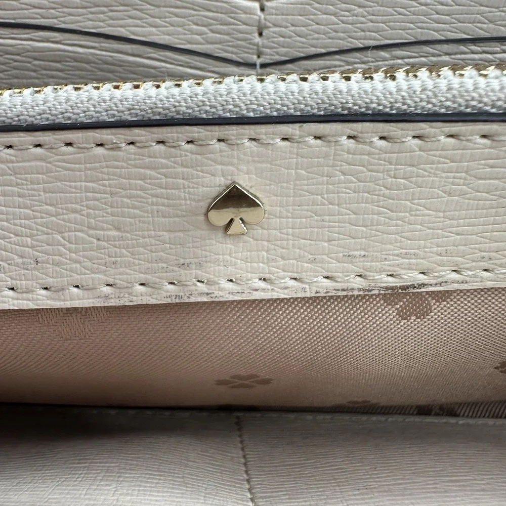Kate Spade Nude Pebbled Leather Zip Around Wallet Gold Hardware